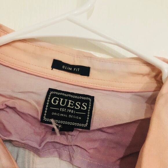 Guess Men's Slim Fit Collar Button-Down Shirt Oversized‎ Desert Cactus Large NWT - Picture 4 of 11